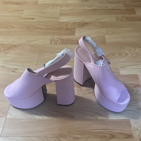 ‼️NWT‼️Dolls Kill X Sugar Thrillz Pink Platform Slingback Heels Size 8 - Picture 3 of 7